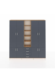 Arges Gardrop 17 Raflı 4 Çekmeceli 8 Kapaklı 220x30x243 Çam-Antrasit