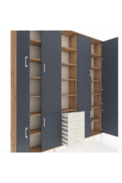 Arges Dolap 17 Raflı 4 Çekmeceli 8 Kapaklı 220x30x243 Çam-Antrasit/Aytaşı