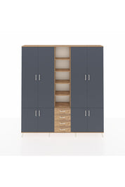 Arges Dolap 17 Raflı 4 Çekmeceli 8 Kapaklı 220x30x243 Çam-Antrasit/Çam