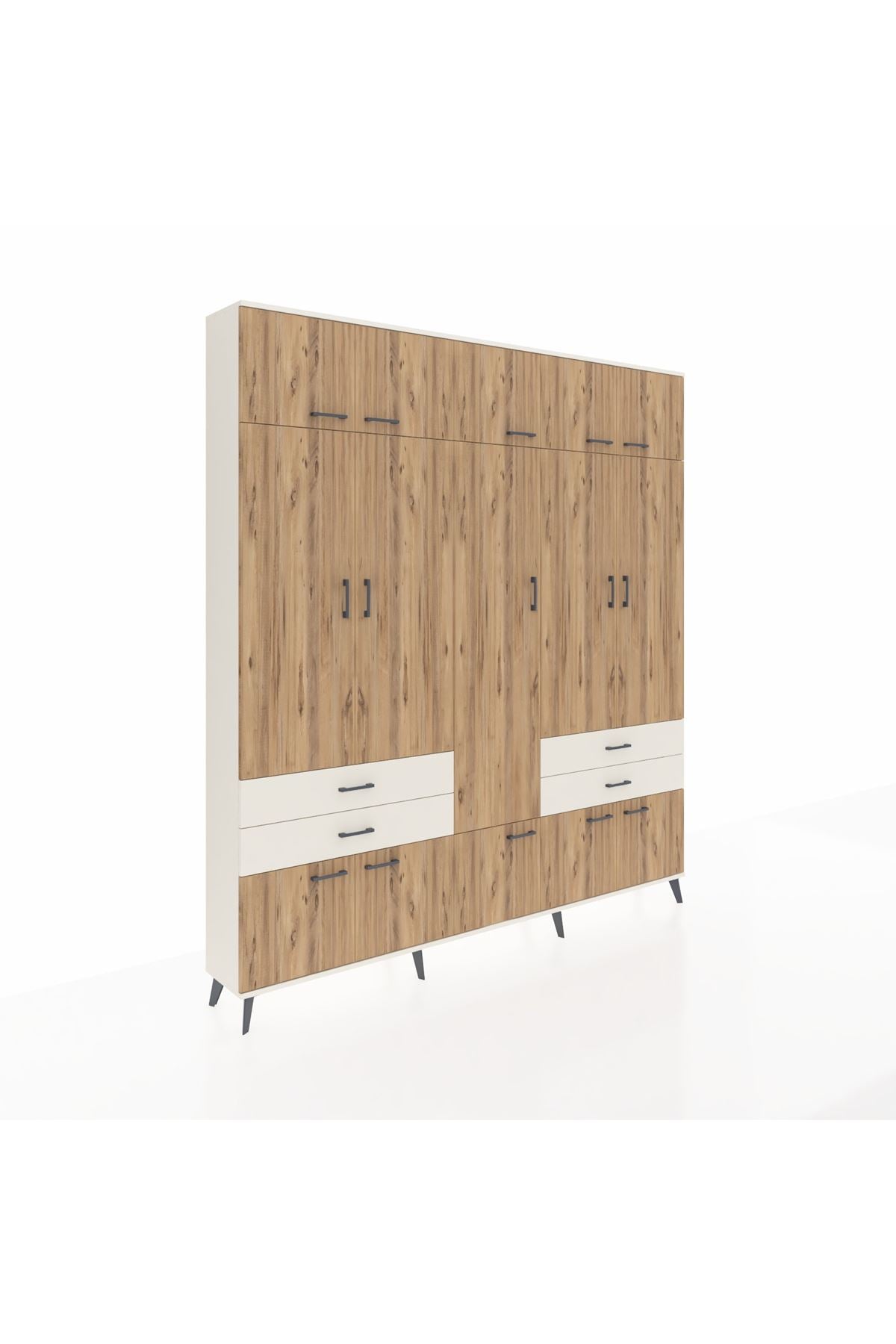 Arges Dolap 11 Raflı 4 Çekmeceli 2 Askılı 220x30x243 Aytaşı-Çam/Aytaşı