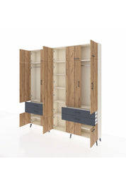 Arges Dolap 11 Raflı 4 Çekmeceli 2 Askılı 220x30x243 Aytaşı-Çam/Antrasit