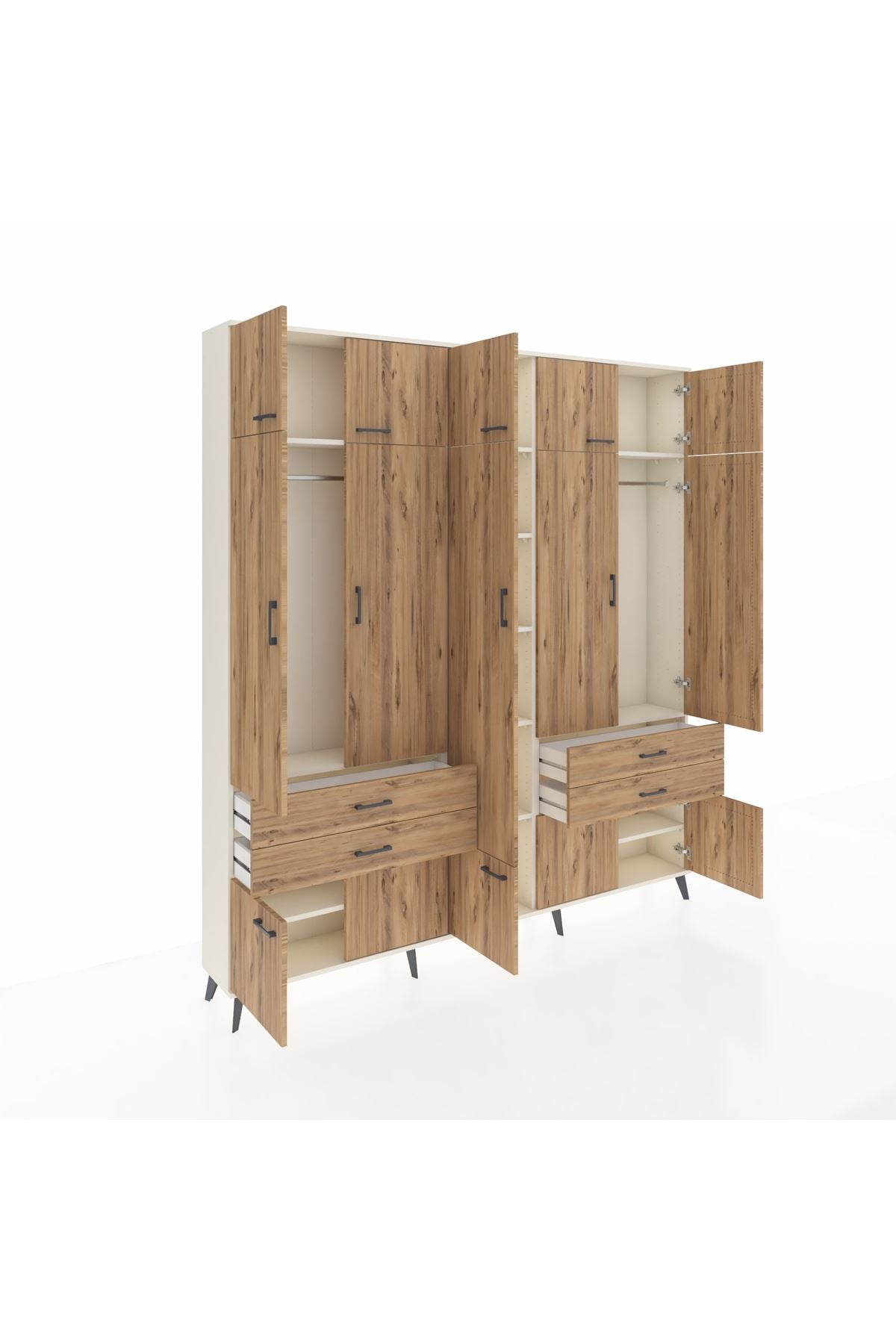 Arges Gardrop 11 Raflı 4 Çekmeceli 2 Askılı 220x30x243 Aytaşı-Çam