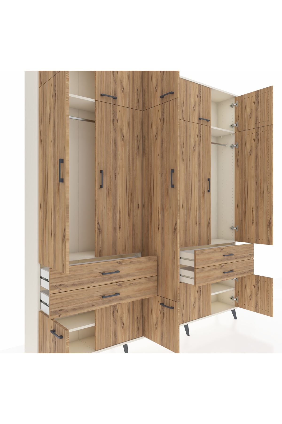 Arges Gardrop 11 Raflı 4 Çekmeceli 2 Askılı 220x30x243 Aytaşı-Çam