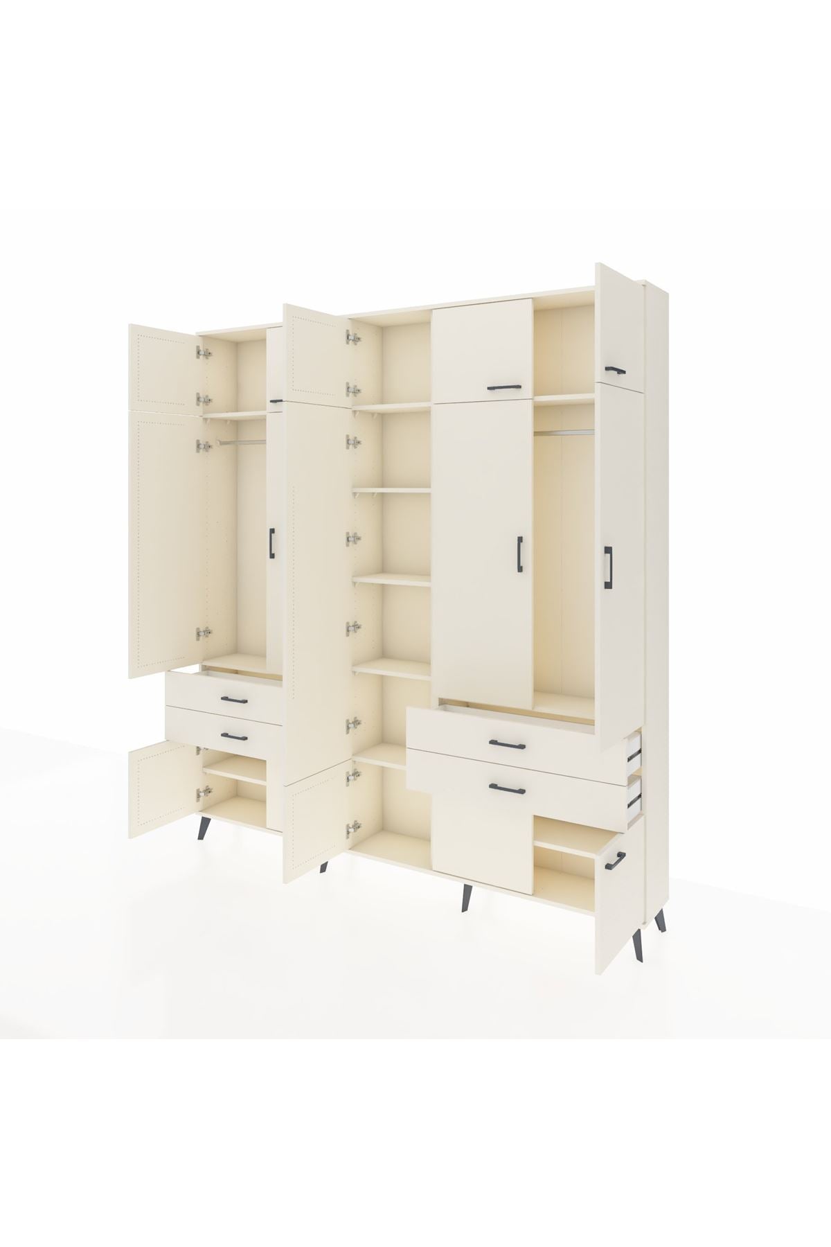 Arges Gardrop 11 Raflı 4 Çekmeceli 2 Askılı 220x30x243 Aytaşı-Aytaşı