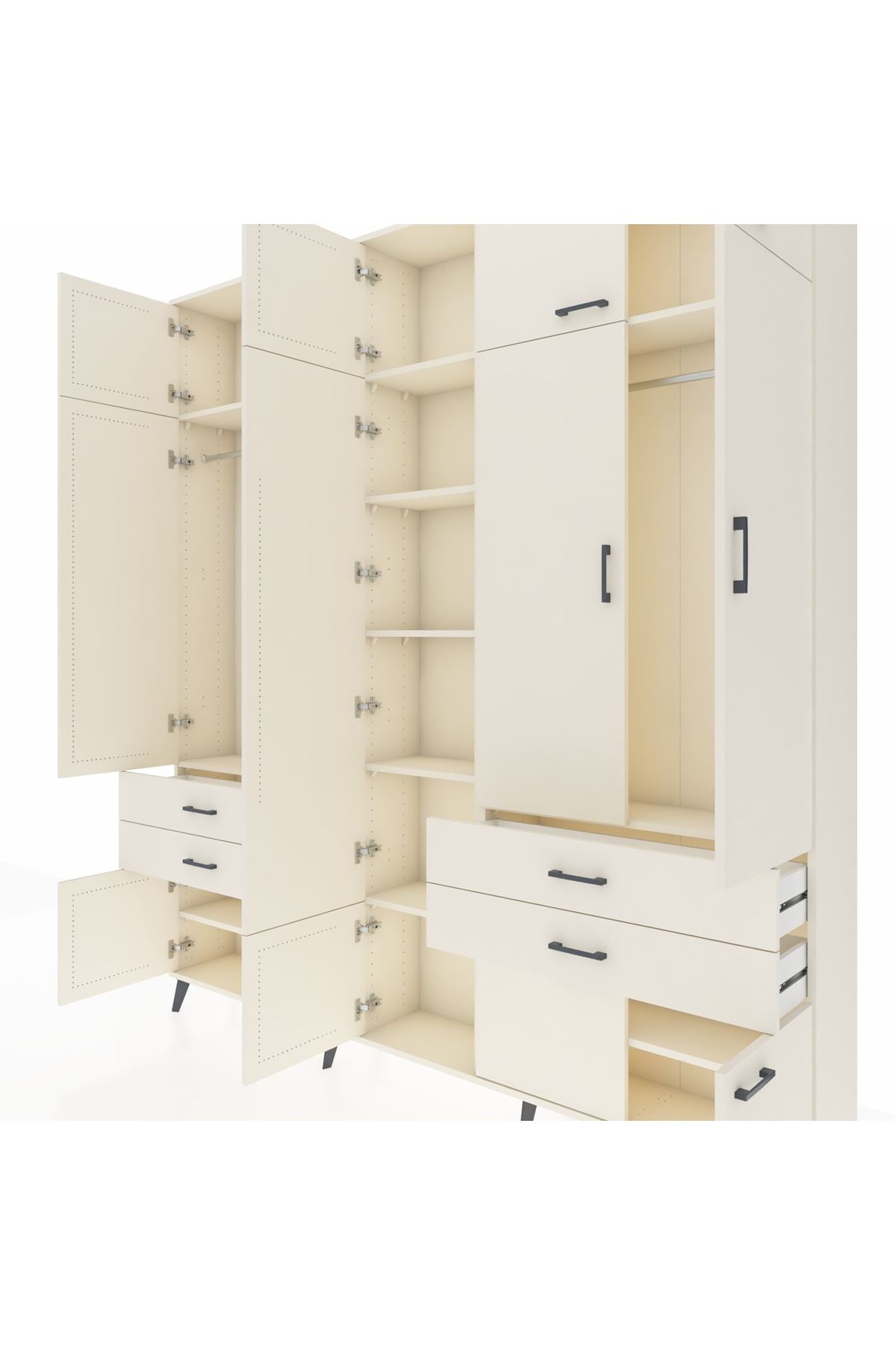 Arges Gardrop 11 Raflı 4 Çekmeceli 2 Askılı 220x30x243 Aytaşı-Aytaşı