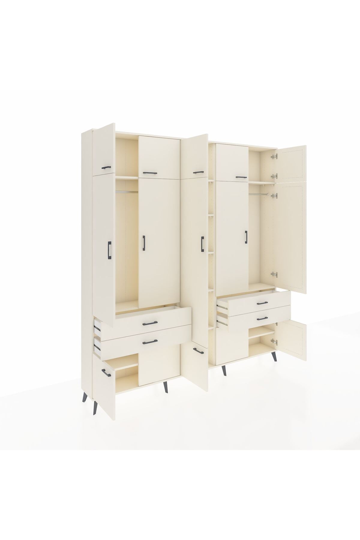 Arges Gardrop 11 Raflı 4 Çekmeceli 2 Askılı 220x30x243 Aytaşı-Aytaşı