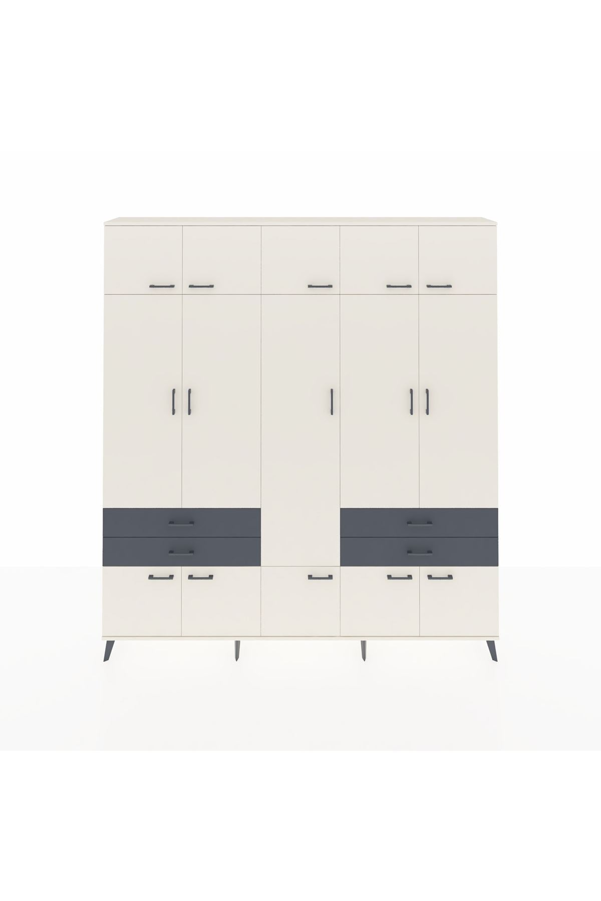 Arges Dolap 11 Raflı 4 Çekmeceli 2 Askılı 220x30x243 Aytaşı-Aytaşı/Antrasit