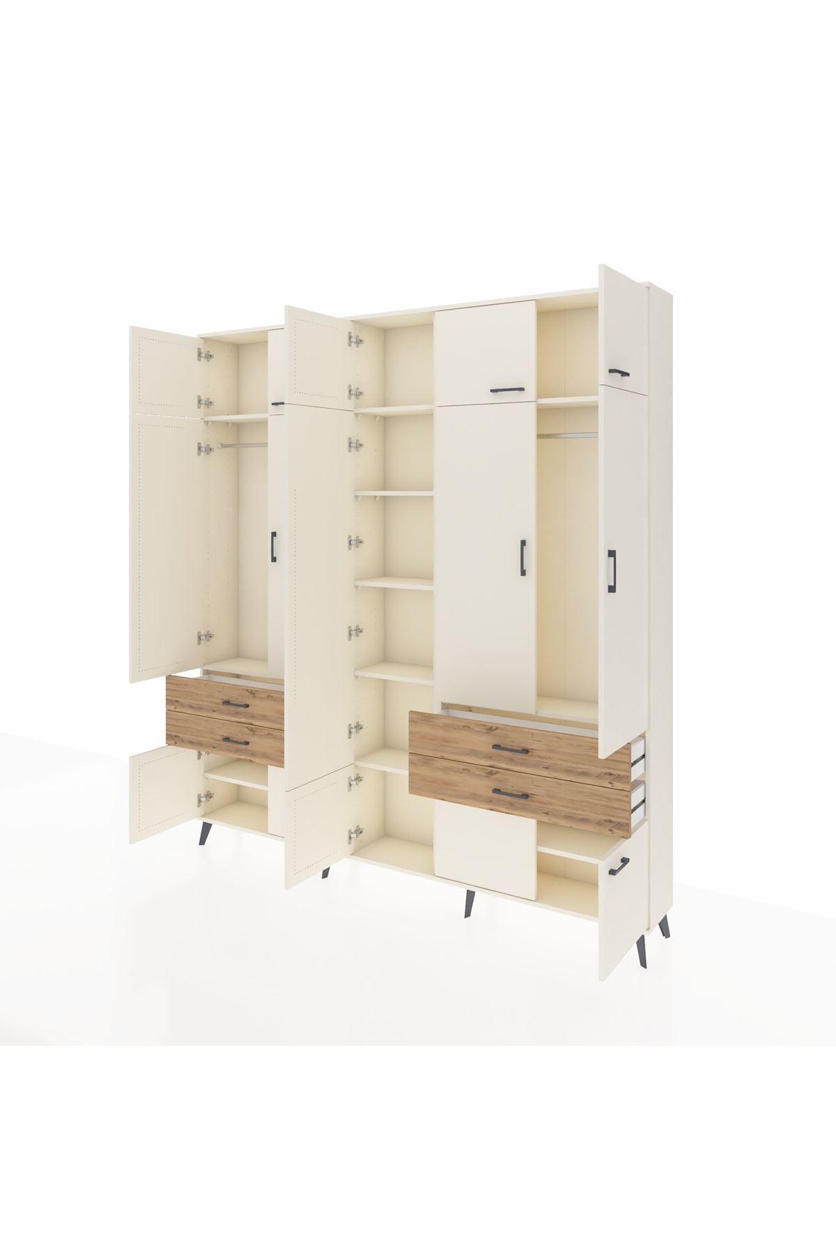 Arges Dolap 11 Raflı 4 Çekmeceli 2 Askılı 220x30x243 Aytaşı-Aytaşı/Çam