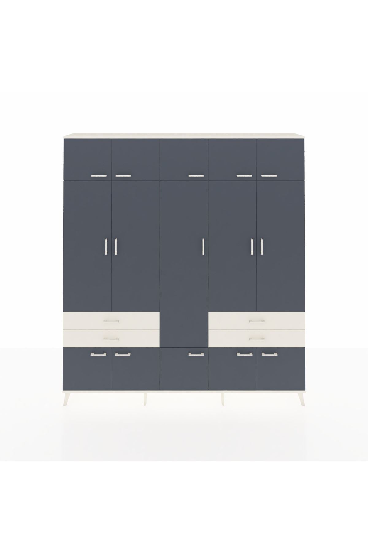 Arges Dolap 11 Raflı 4 Çekmeceli 2 Askılı 220x30x243 Aytaşı-Antrasit/Aytaşı