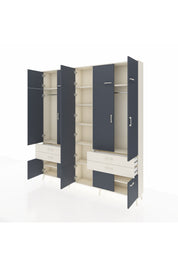 Arges Dolap 11 Raflı 4 Çekmeceli 2 Askılı 220x30x243 Aytaşı-Antrasit/Aytaşı