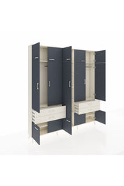 Arges Dolap 11 Raflı 4 Çekmeceli 2 Askılı 220x30x243 Aytaşı-Antrasit/Aytaşı