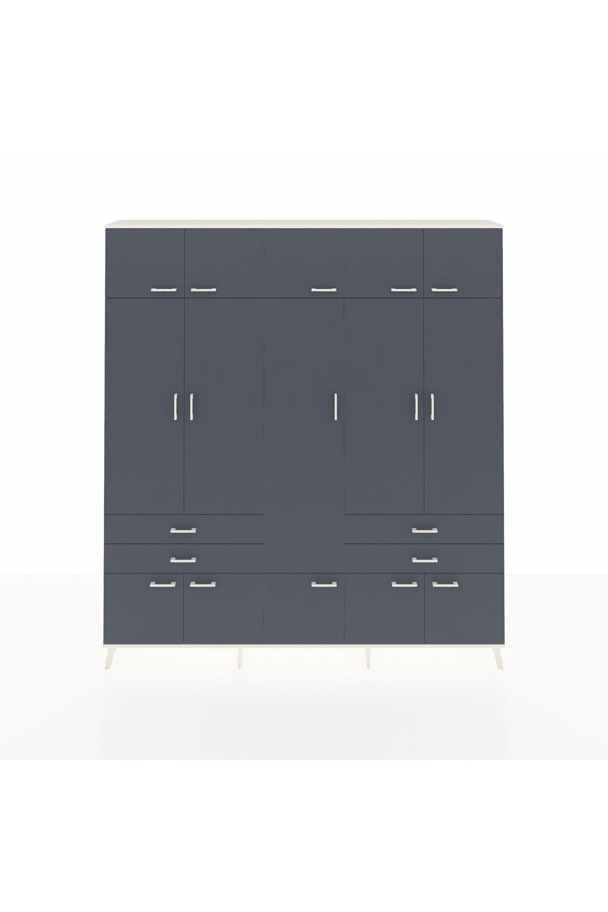 Arges Gardrop 11 Raflı 4 Çekmeceli 2 Askılı 220x30x243 Aytaşı-Antrasit