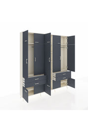 Arges Gardrop 11 Raflı 4 Çekmeceli 2 Askılı 220x30x243 Aytaşı-Antrasit