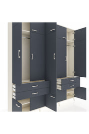 Arges Gardrop 11 Raflı 4 Çekmeceli 2 Askılı 220x30x243 Aytaşı-Antrasit