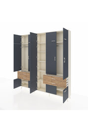 Arges Dolap 11 Raflı 4 Çekmeceli 2 Askılı 220x30x243 Aytaşı-Antrasit/Çam