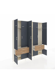 Arges Dolap 11 Raflı 4 Çekmeceli 2 Askılı 220x30x243 Aytaşı-Antrasit/Çam