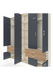 Arges Dolap 11 Raflı 4 Çekmeceli 2 Askılı 220x30x243 Aytaşı-Antrasit/Çam