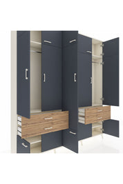 Arges Dolap 11 Raflı 4 Çekmeceli 2 Askılı 220x30x243 Aytaşı-Antrasit/Çam