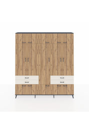 Arges Dolap 11 Raflı 4 Çekmeceli 2 Askılı 220x30x243 Antrasit-Çam/Aytaşı