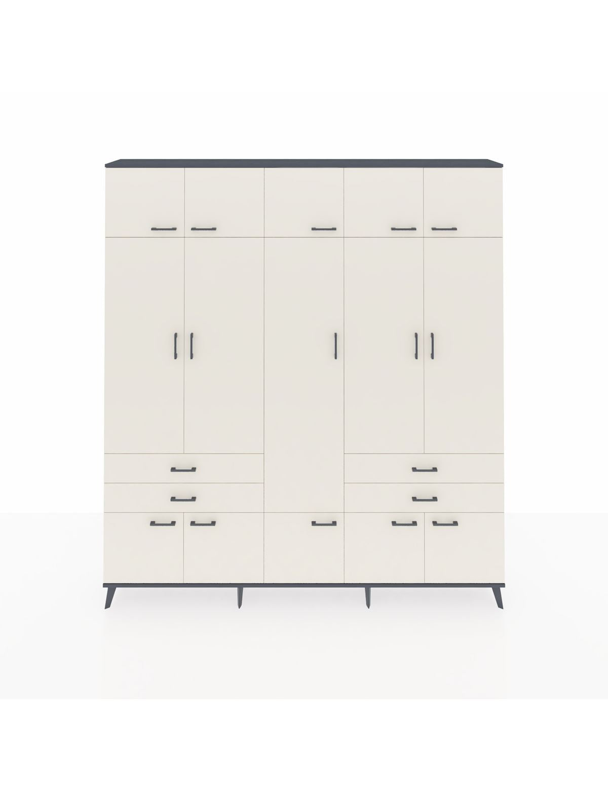 Arges Gardrop 11 Raflı 4 Çekmeceli 2 Askılı 220x30x243 Antrasit-Aytaşı