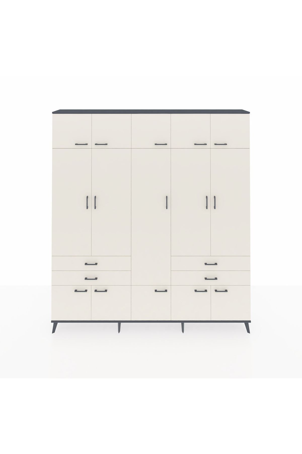 Arges Gardrop 11 Raflı 4 Çekmeceli 2 Askılı 220x30x243 Antrasit-Aytaşı