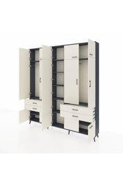 Arges Gardrop 11 Raflı 4 Çekmeceli 2 Askılı 220x30x243 Antrasit-Aytaşı