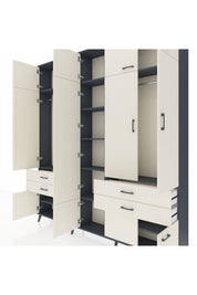 Arges Gardrop 11 Raflı 4 Çekmeceli 2 Askılı 220x30x243 Antrasit-Aytaşı