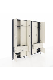 Arges Gardrop 11 Raflı 4 Çekmeceli 2 Askılı 220x30x243 Antrasit-Aytaşı