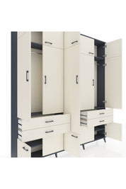 Arges Gardrop 11 Raflı 4 Çekmeceli 2 Askılı 220x30x243 Antrasit-Aytaşı