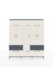 Arges Dolap 11 Raflı 4 Çekmeceli 2 Askılı 220x30x243 Antrasit-Aytaşı/Antrasit