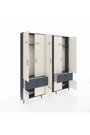 Arges Dolap 11 Raflı 4 Çekmeceli 2 Askılı 220x30x243 Antrasit-Aytaşı/Antrasit