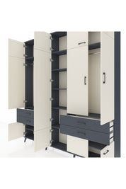 Arges Dolap 11 Raflı 4 Çekmeceli 2 Askılı 220x30x243 Antrasit-Aytaşı/Antrasit