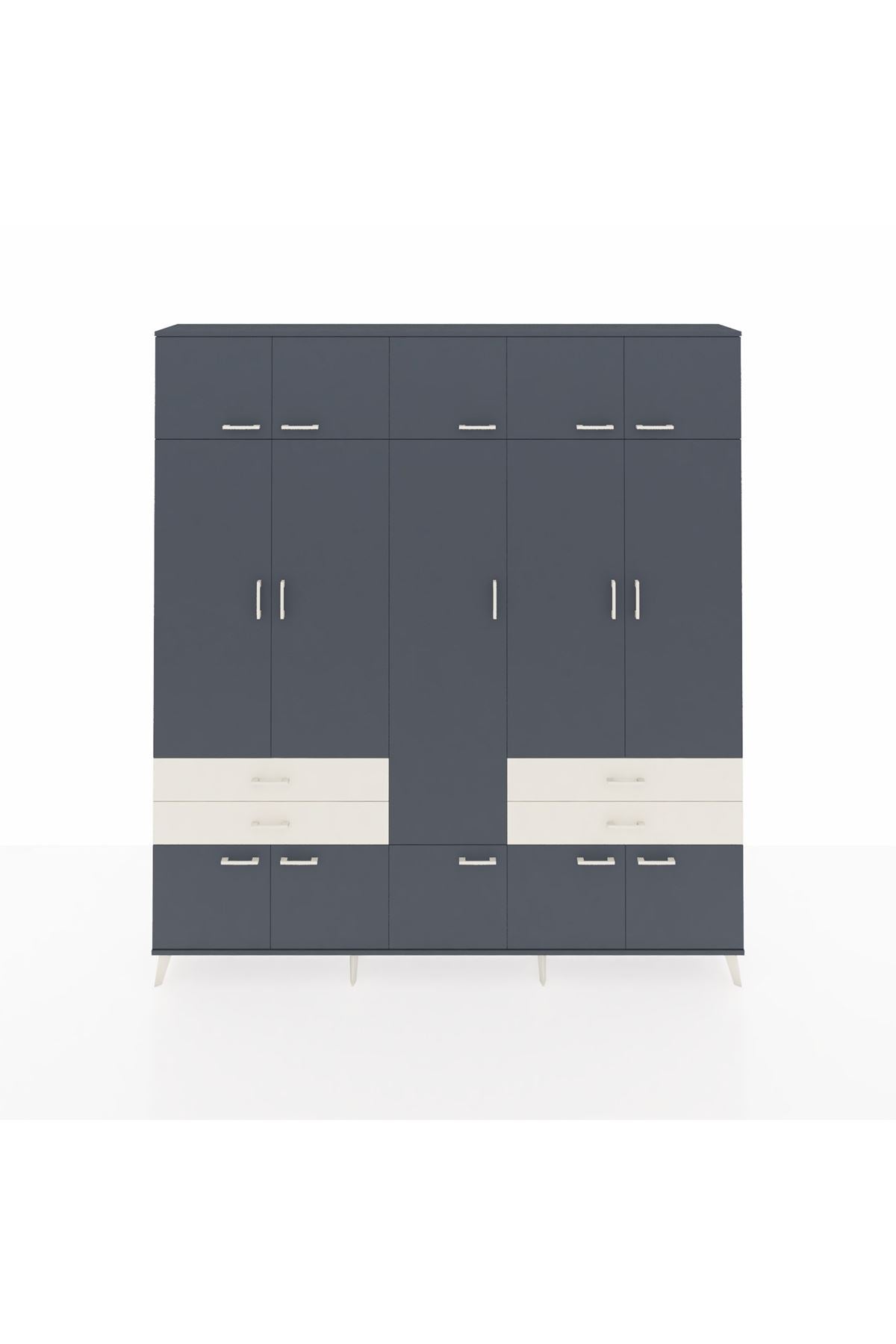 Arges Dolap 11 Raflı 4 Çekmeceli 2 Askılı 220x30x243 Antrasit-Antrasit/Aytaşı