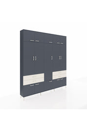 Arges Dolap 11 Raflı 4 Çekmeceli 2 Askılı 220x30x243 Antrasit-Antrasit/Aytaşı