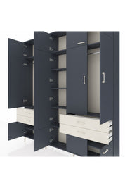 Arges Dolap 11 Raflı 4 Çekmeceli 2 Askılı 220x30x243 Antrasit-Antrasit/Aytaşı