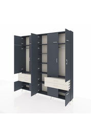 Arges Dolap 11 Raflı 4 Çekmeceli 2 Askılı 220x30x243 Antrasit-Antrasit/Aytaşı