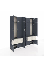 Arges Dolap 11 Raflı 4 Çekmeceli 2 Askılı 220x30x243 Antrasit-Antrasit/Aytaşı