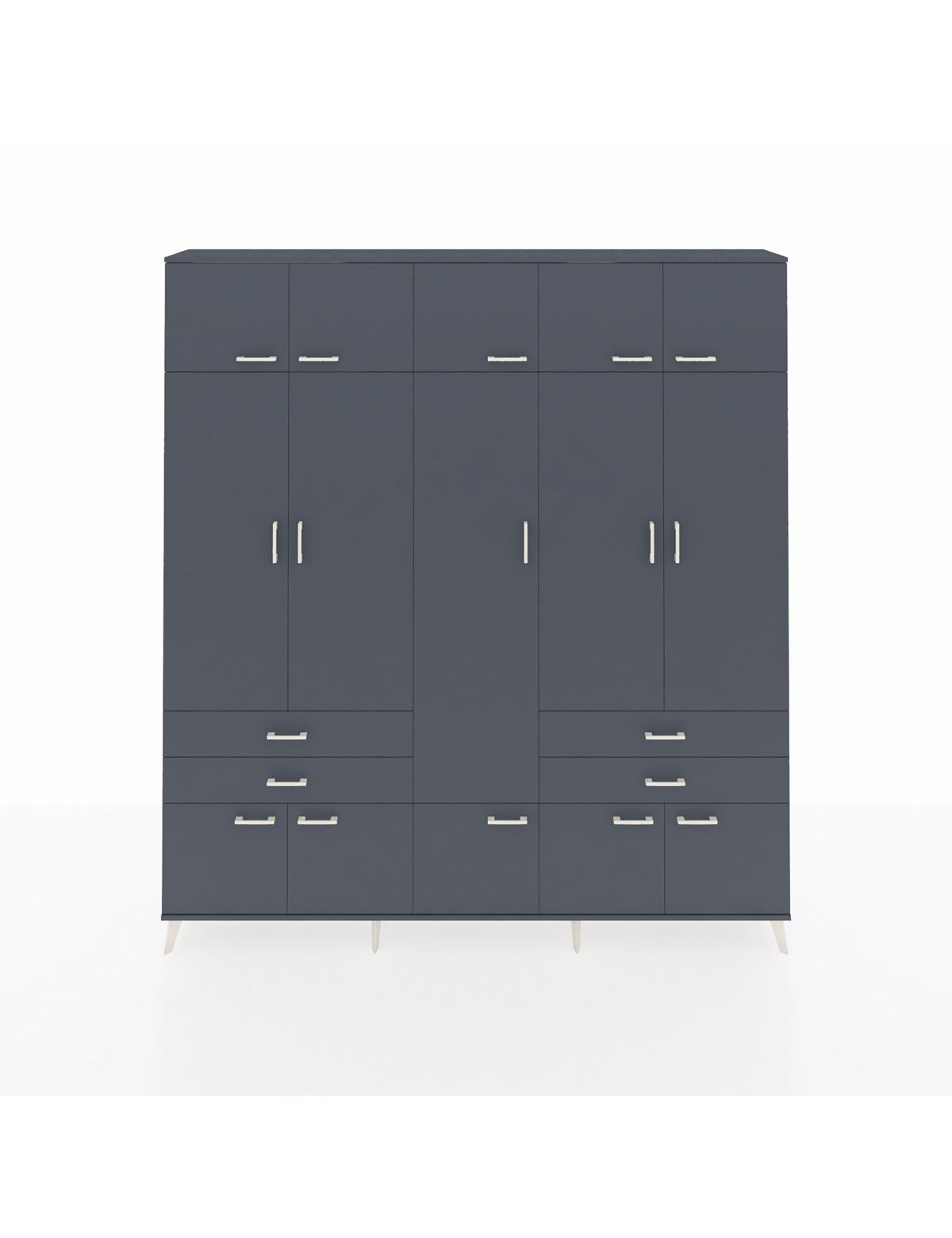 Arges Gardrop 11 Raflı 4 Çekmeceli 2 Askılı 220x30x243 Antrasit-Antrasit