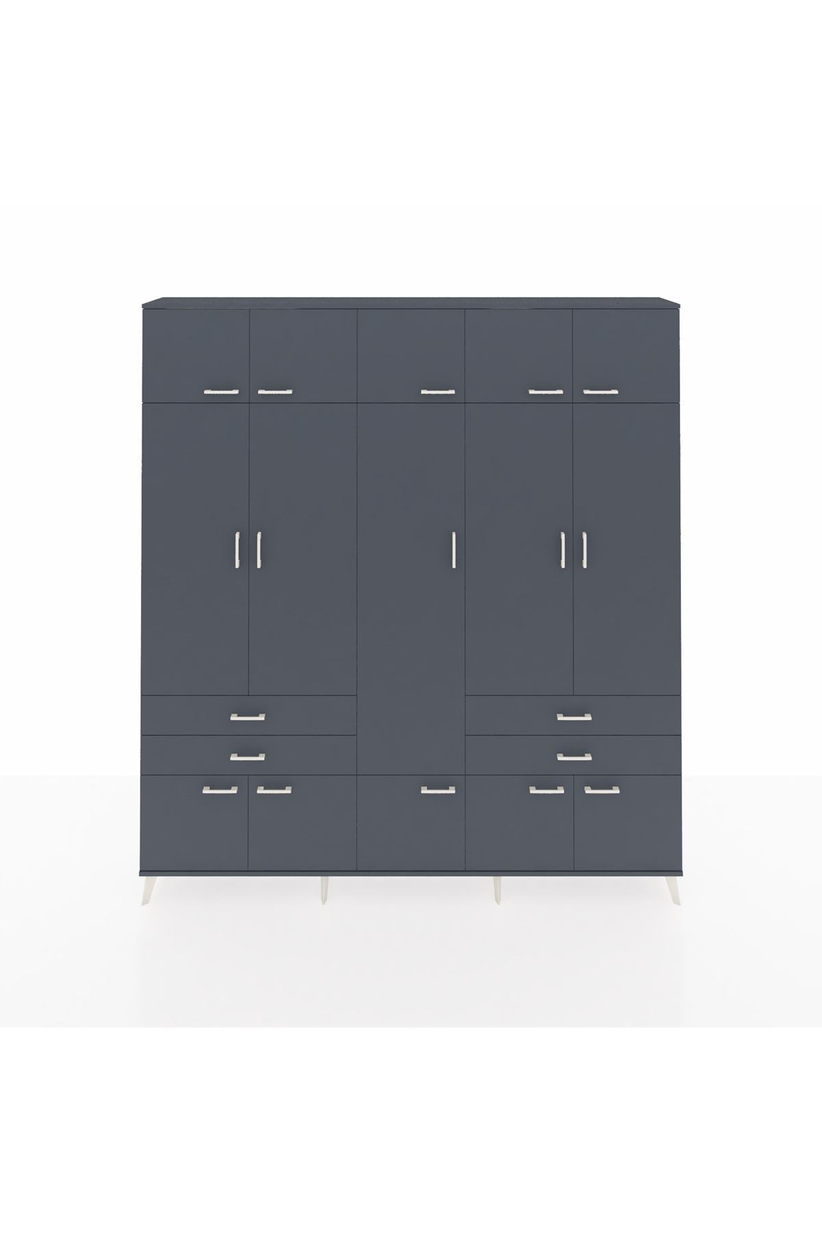 Arges Gardrop 11 Raflı 4 Çekmeceli 2 Askılı 220x30x243 Antrasit-Antrasit