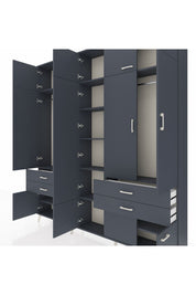 Arges Gardrop 11 Raflı 4 Çekmeceli 2 Askılı 220x30x243 Antrasit-Antrasit