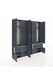 Arges Gardrop 11 Raflı 4 Çekmeceli 2 Askılı 220x30x243 Antrasit-Antrasit