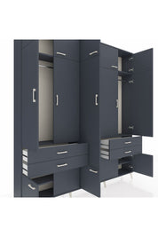 Arges Gardrop 11 Raflı 4 Çekmeceli 2 Askılı 220x30x243 Antrasit-Antrasit