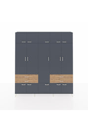 Arges Dolap 11 Raflı 4 Çekmeceli 2 Askılı 220x30x243 Antrasit-Antrasit/Çam