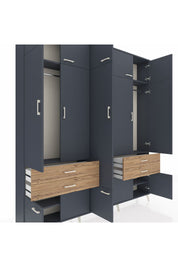 Arges Dolap 11 Raflı 4 Çekmeceli 2 Askılı 220x30x243 Antrasit-Antrasit/Çam