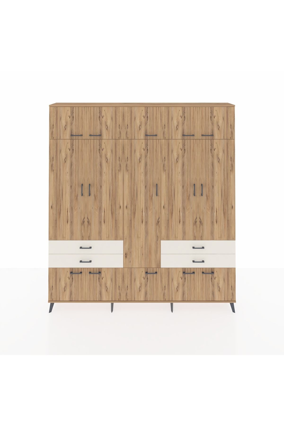 Arges Dolap 11 Raflı 4 Çekmeceli 2 Askılı 220x30x243 Çam-Çam/Aytaşı