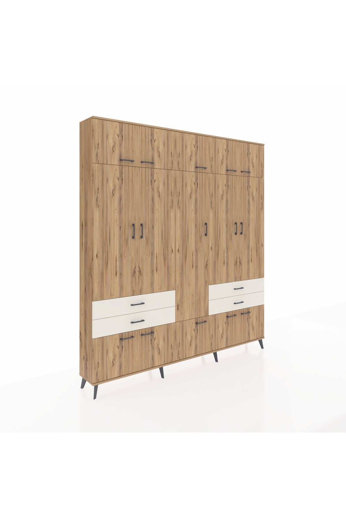 Arges Dolap 11 Raflı 4 Çekmeceli 2 Askılı 220x30x243 Çam-Çam/Aytaşı