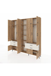 Arges Dolap 11 Raflı 4 Çekmeceli 2 Askılı 220x30x243 Çam-Çam/Aytaşı
