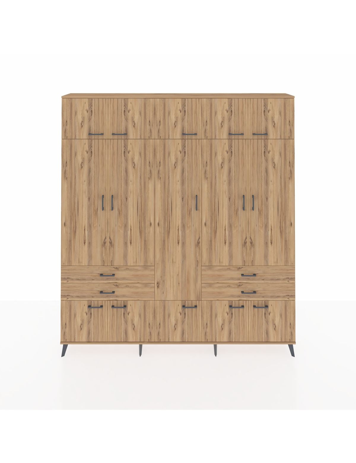 Arges Gardrop 11 Raflı 4 Çekmeceli 2 Askılı 220x30x243 Çam-Çam