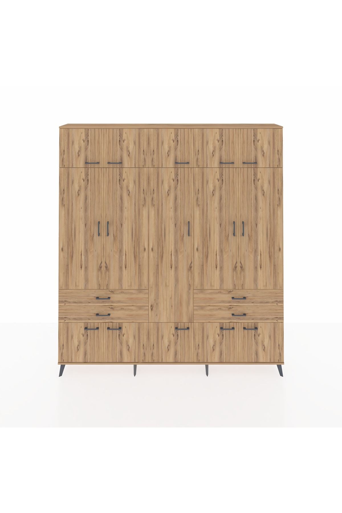 Arges Gardrop 11 Raflı 4 Çekmeceli 2 Askılı 220x30x243 Çam-Çam