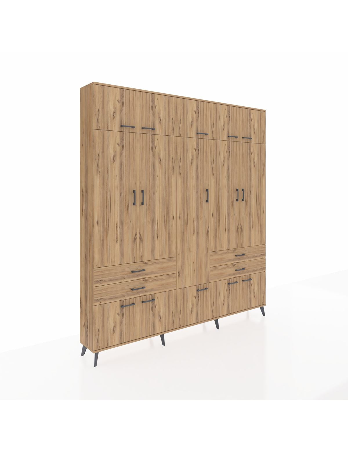 Arges Gardrop 11 Raflı 4 Çekmeceli 2 Askılı 220x30x243 Çam-Çam